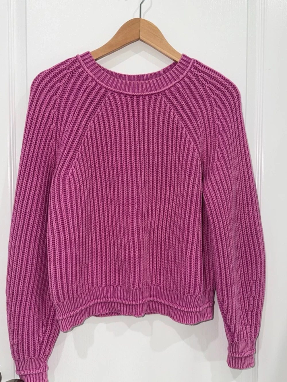 J. Crew purple dyed Ribbed Crewneck Sweater size small cable knit